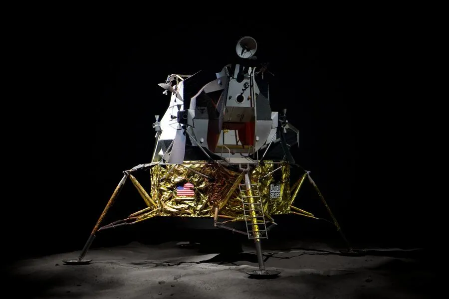 Apollo-era lunar module spacecraft on the surface of the Moon.